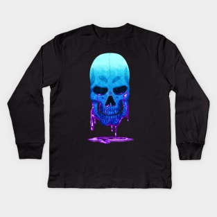 Niche Skull Island Mod Art  Blue Skull 02 Kids Long Sleeve T-Shirt